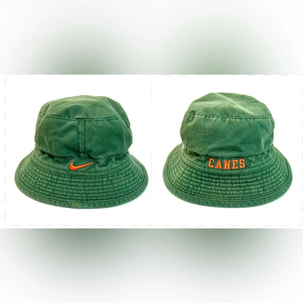 Vintage 90s/Y2K Nike Miami Hurricanes Green Bucket Hat size M/L - Picture 2 of 11